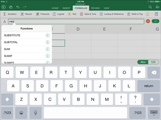 Hvernig á að búa til Excel formúlu á iPad