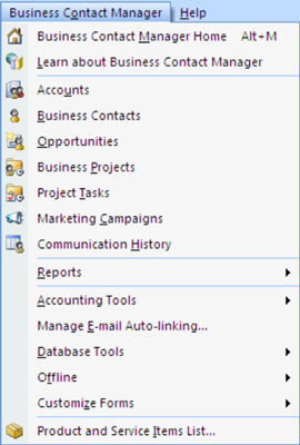 Cheat Sheet pro aplikaci Outlook 2007 Business Contact Manager pro LuckyTemplates