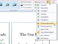 Az objektumok egyenletes elosztása a PowerPoint 2007 diákban