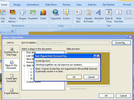 Kako uključiti ScreenTip na akcijski gumb u PowerPointu 2007