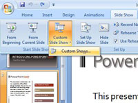 Kā izveidot pielāgotu šovu programmā PowerPoint 2007