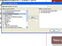 Kā izveidot pielāgotu šovu programmā PowerPoint 2007