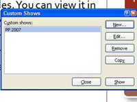 Kā izveidot pielāgotu šovu programmā PowerPoint 2007