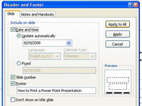 Ako pridať dátum, číslo alebo pätu do snímok programu PowerPoint 2007