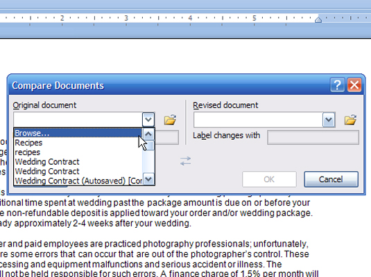 Com comparar versions de documents a Word 2007