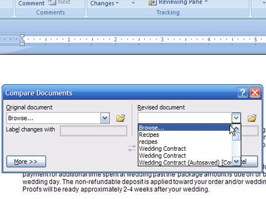 Com comparar versions de documents a Word 2007