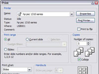 PowerPoint 2007 Print -valintaikkunan käyttäminen