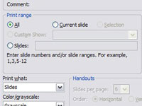 PowerPoint 2007 Print -valintaikkunan käyttäminen