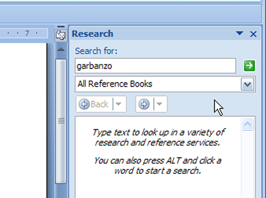 Používanie panela úloh výskumu v programe Word 2007