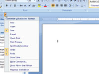 Kako obnoviti orodno vrstico za hitri dostop v Wordu 2007