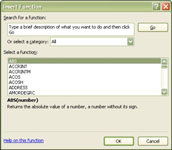 Kā izveidot Excel 2007 formulas, izmantojot dialoglodziņu Insert Function