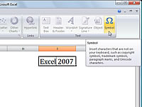 Kaip įterpti simbolius ir specialiuosius simbolius programoje „Excel 2007“.