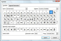 Com inserir símbols i caràcters especials a Excel 2007