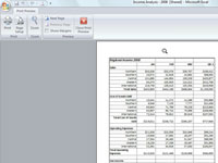 Lapu priekšskatīšana programmā Excel 2007 ar drukas priekšskatījumu