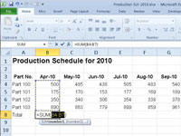 Automatinės sumos naudojimas greitiems skaičiavimams programoje „Excel 2010“.