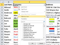 Kuidas filtreerida Excel 2010 tabelit värvi järgi