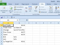 Kā importēt tiešsaistes datus programmā Excel 2010, izmantojot tīmekļa vaicājumu