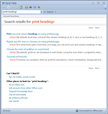 Kā saņemt palīdzību programmā Excel 2010