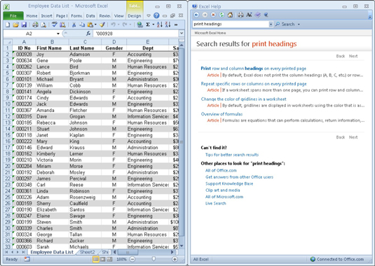 Kaip gauti pagalbos naudojant „Excel 2010“.