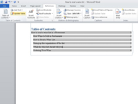 Com crear una taula de continguts a Word 2010