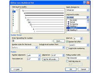 Nummerering af overskrifter i Word 2007 Multilevel Lister