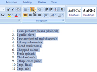 Kā automātiski izveidot aizzīmju sarakstus programmā Word 2007