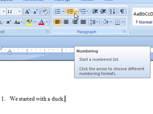 Si të krijoni lista të numëruara automatikisht në Word 2007