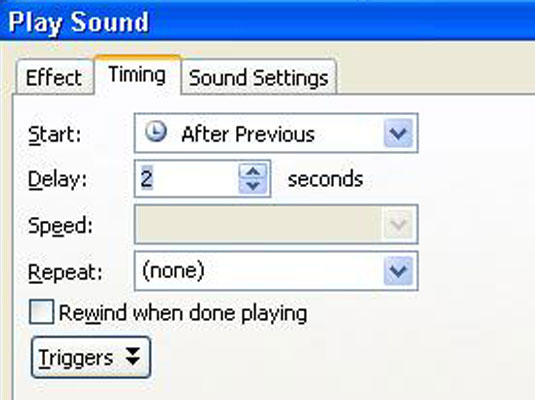 Kako reproducirati zvuk nakon što je prošlo nekoliko sekundi u PowerPointu 2007