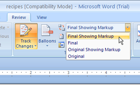 Com acceptar o rebutjar canvis als documents de Word 2007