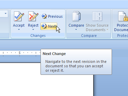 Hur man accepterar eller avvisar ändringar i Word 2007-dokument