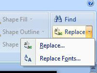 Kā atrast un aizstāt tekstu programmā PowerPoint 2007
