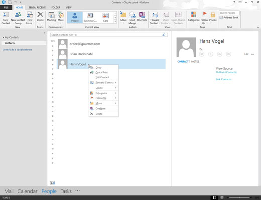 Hvordan flagge en kontakt i Outlook 2013