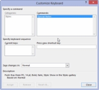 Gyorsbillentyűk hozzárendelése a módosított stílusához a Word 2013-ban