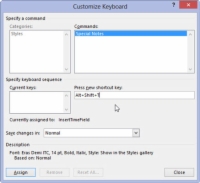 Si të caktoni një çelës shkurtore për stilin tuaj të modifikuar në Word 2013