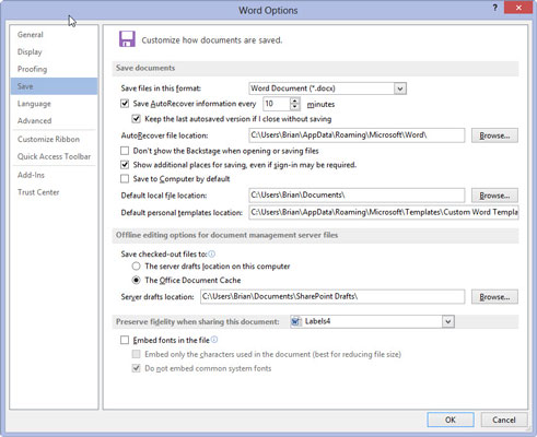 Kaip įjungti automatinį atkūrimą programoje Word 2013