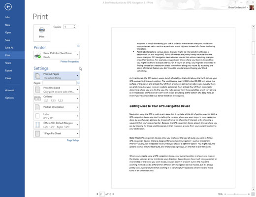 Kā izdrukāt teksta bloku programmā Word 2013