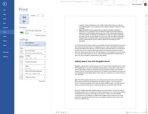 Hvernig á að prenta textablokk í Word 2013