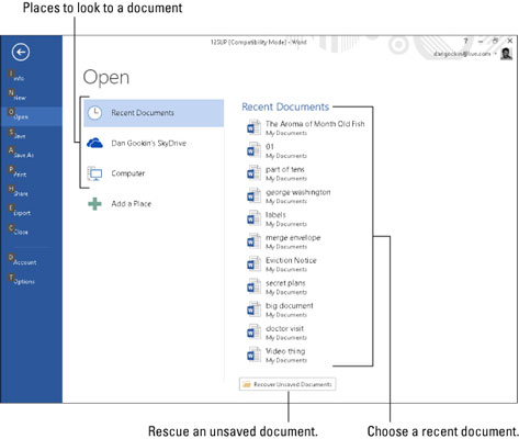 Як використовувати команду Open у Word 2013