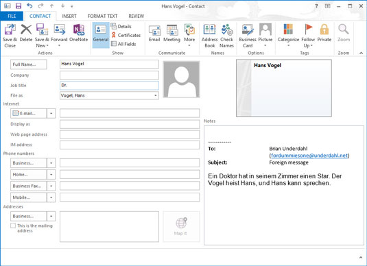 Com crear un registre de contacte nou a Outlook 2013