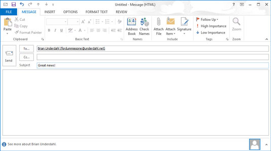 Hozzon létre e-mail üzenetet az Outlook 2013 névjegylistájából