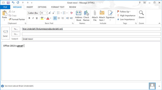 Hozzon létre e-mail üzenetet az Outlook 2013 névjegylistájából