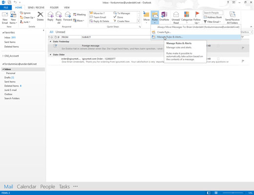 Si të përdorni magjistarin e rregullave në Outlook 2013