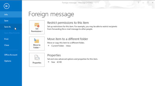 Πώς να αποθηκεύσετε ένα μήνυμα ηλεκτρονικού ταχυδρομείου του Outlook 2013 ως αρχείο