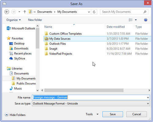 Kuidas salvestada Outlook 2013 meilisõnum failina