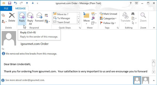 Com respondre un missatge a Outlook 2013