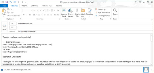 Jak odpovědět na zprávu v aplikaci Outlook 2013