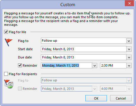 Kuidas muuta Outlook 2013 sõnumimeeldetuletuse kuupäeva