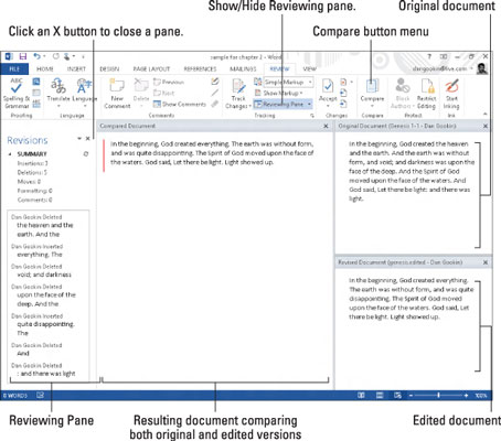 Kā salīdzināt divas dokumenta versijas programmā Word 2013