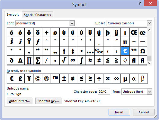 Piešķiriet īsinājumtaustiņu simbolam programmā Word 2013