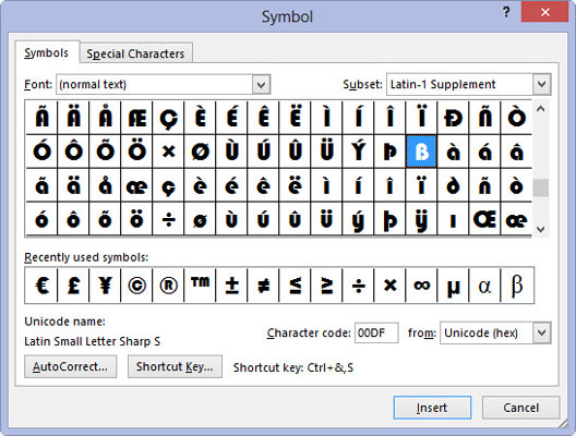 Määritä pikanäppäin symbolille Word 2013:ssa